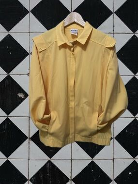 (Vintage) Koret Light Yellow Zipper-Front Bomber Jacket